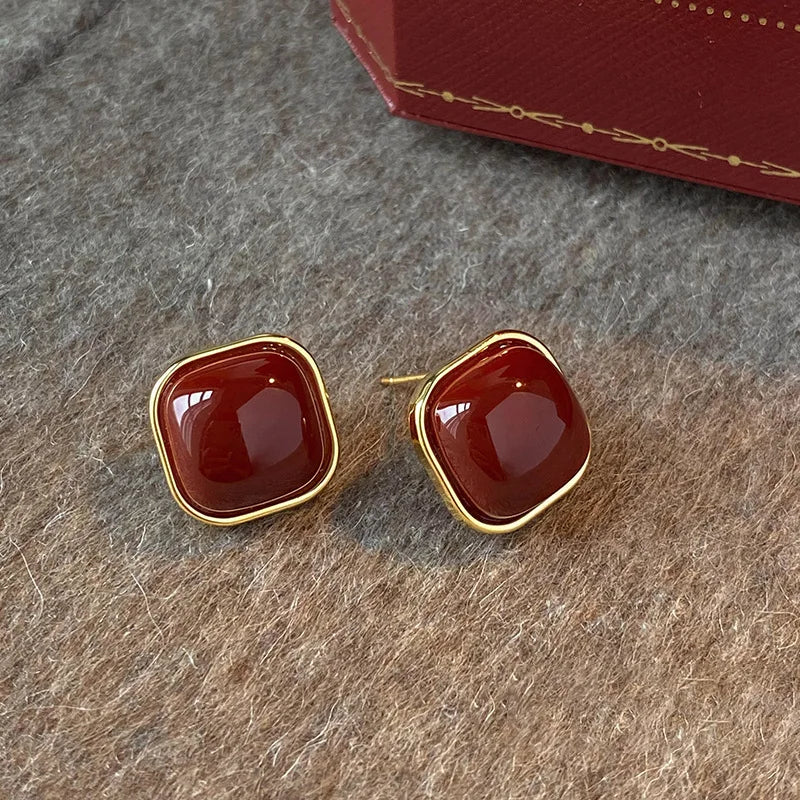 Coffee women fashionable earrings simple exquisite square geometric pattern new style jewelry birthday party gifts
