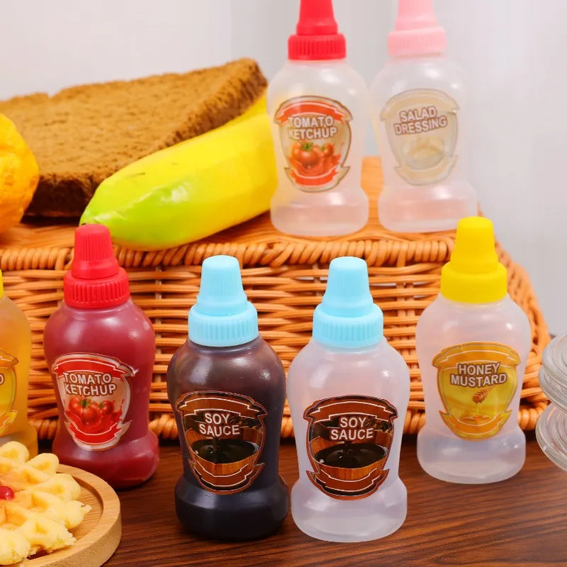 36/4x Mini Condiment Bottles Plastic Oval Squeeze Containers for Sauces Honey Salad Dressing Lunchbox Squeezable Containers Jars