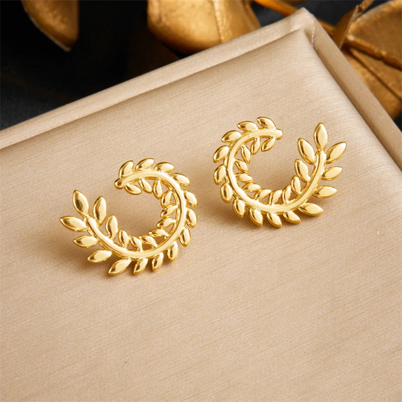 DIEYURO 316L Stainless Steel Love Pearl Round Square Fan Shaped Irregular Design Earrings Women New Trend Ear Jewelry Gift Party