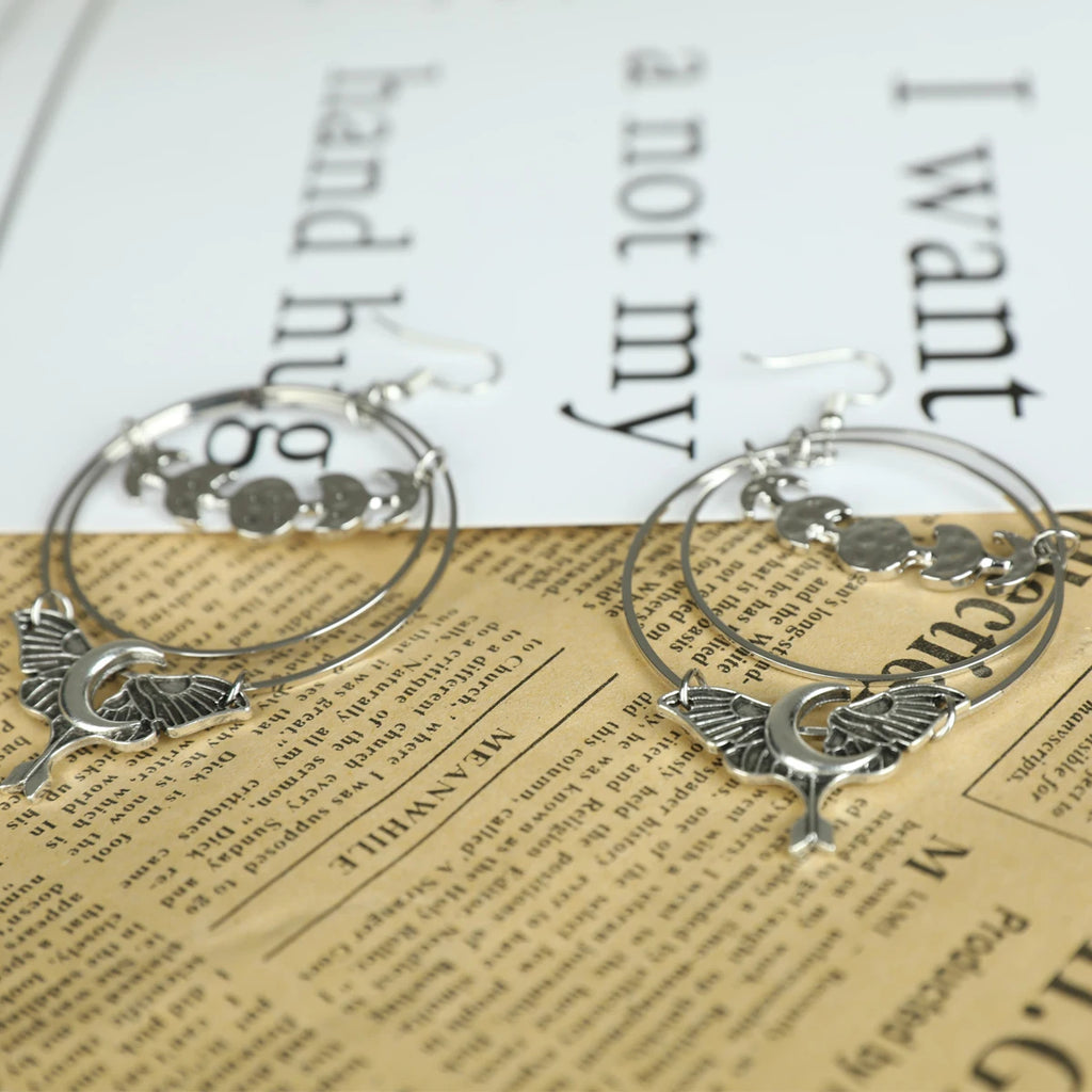 Luna Moth Drops Earrings,Halloween Earrings,Goth Earring,Witchy Jewelry,Gothic Earrings Halloween Gifts
