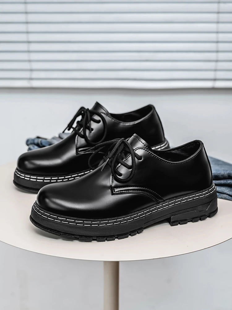 Men's Casual Loafers Black Fashionable Dress Shoes Elegant Formal Footwear Comfortable Slip-On Footgear