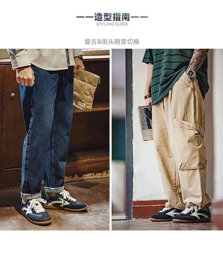 Maden Retro 70S Patchwork Upper Casual Shoes for Men Rubber Sole Lightweight Non-slip Sports Casual Sneakers Comfortable Shoes