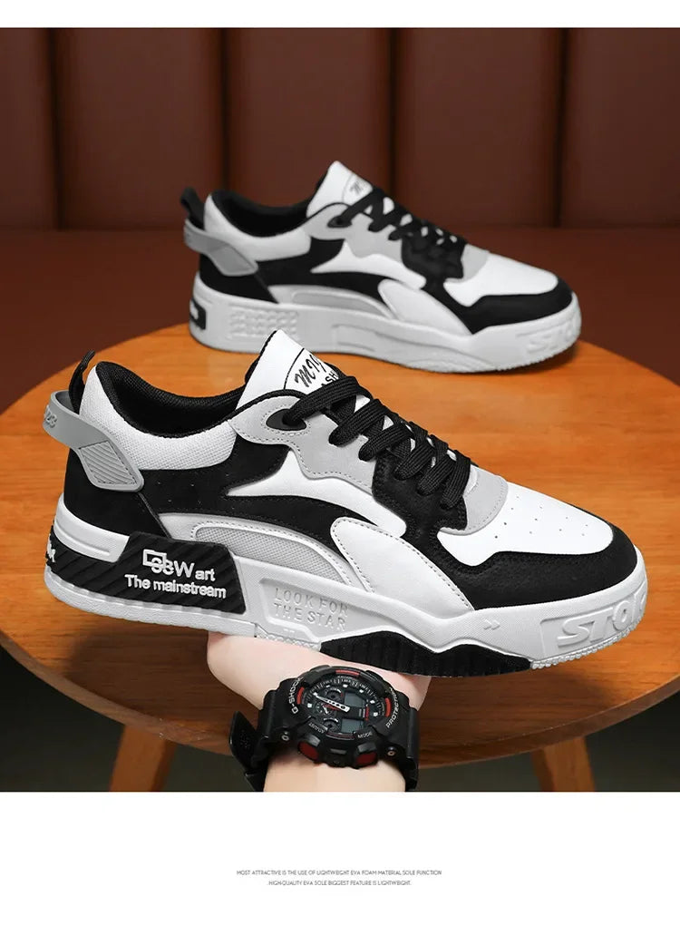 Men's Sneakers Men's Comfortable Platform Shoes 2024 Trend Lace-up Vulcanized Shoes White Casual Sneakers Zapatillas