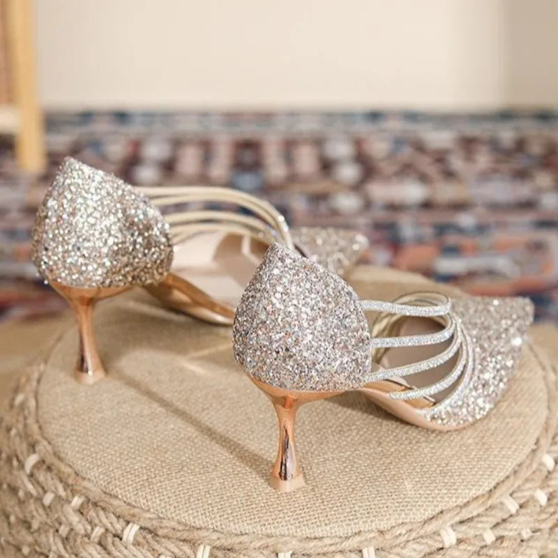 Fashion Sexy Ladies Party Sandals High Heels 2025 Pointed Toe Shin Women Pumps Summer Hot Sale Sandals 34-43 Sandalias De Mujer