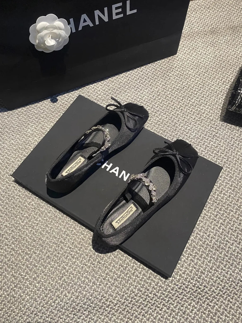 Square Toe Flat Shoes for Women Rhinestone Spring Autumn 2025 New Ballet Shoes Mary Jane Shoes for Women Big Size 42 43 44