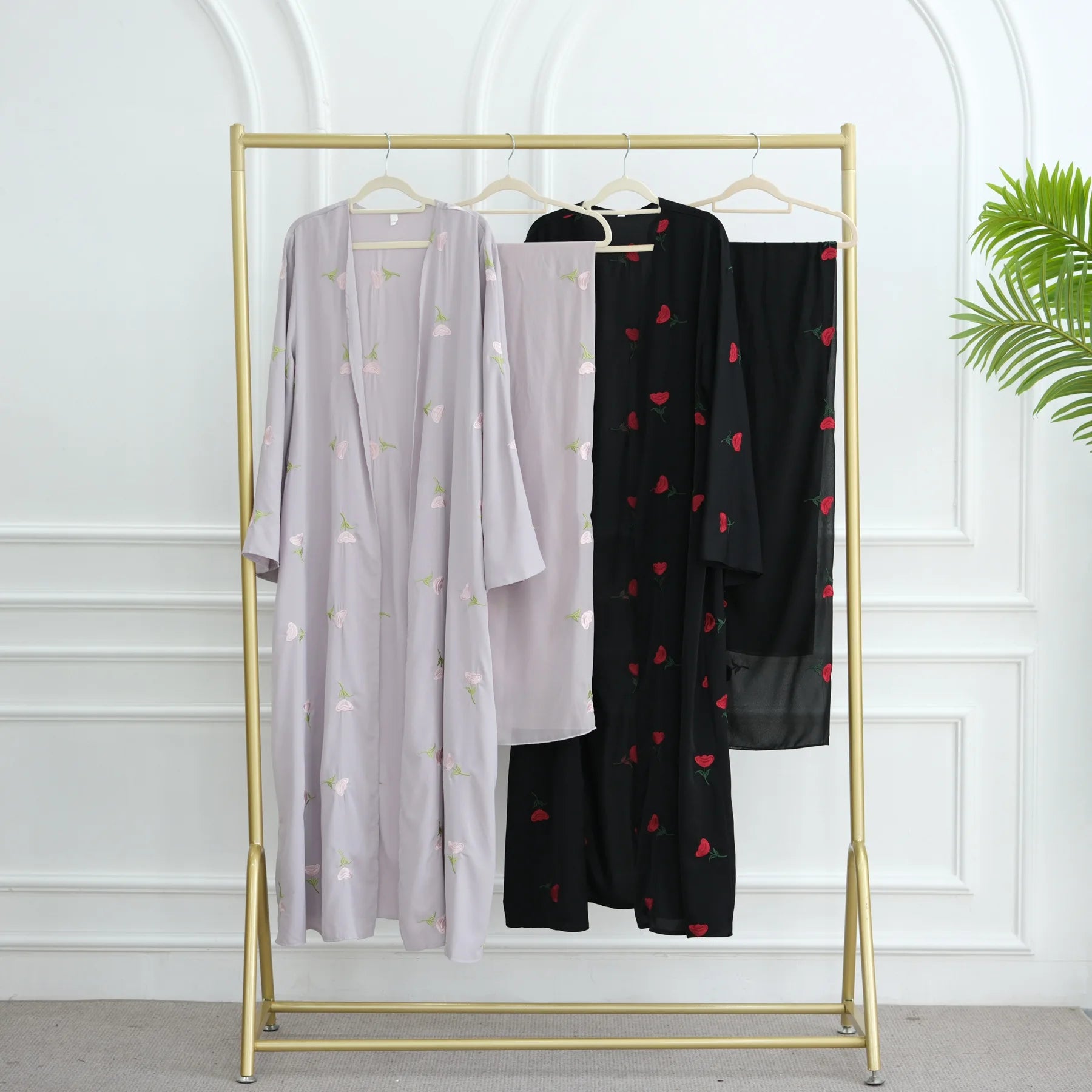 Eid Luxury Floral Embroidery Abaya Kimono Dubai Cardigan Muslim Party Dress Abayas for Women Turkish Islamic Clothes Kaftan Robe