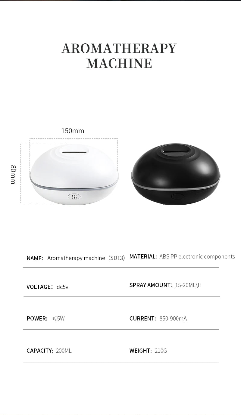 High Quality Aroma Diffuser Essential Oil Lamp 200ml USB Portable Air Humidifier with Color Flame Night Light