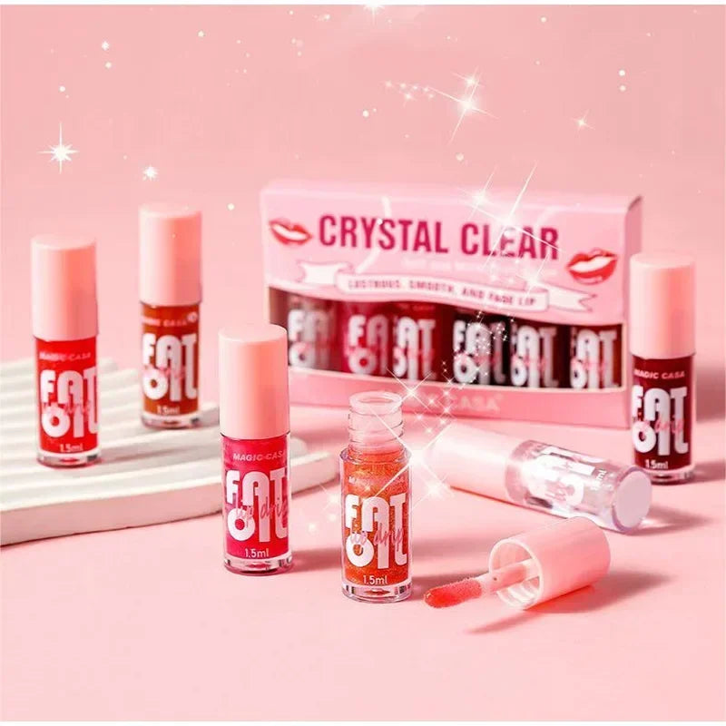 6Pcs Water Glow Jelly Moisturizing Lip Gloss Set Transparent Lip Glaze Oil Hydrating Lip Plumper Liquid Lipstick Lips Cosmetic