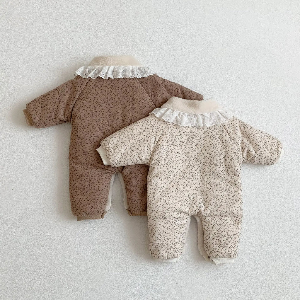 2025 Winter Plush Thicken Baby Romper Toddler Girls Boys Jumpsuit One-Pieces Bodysuits Baby Padded Thickened Crawling Suit