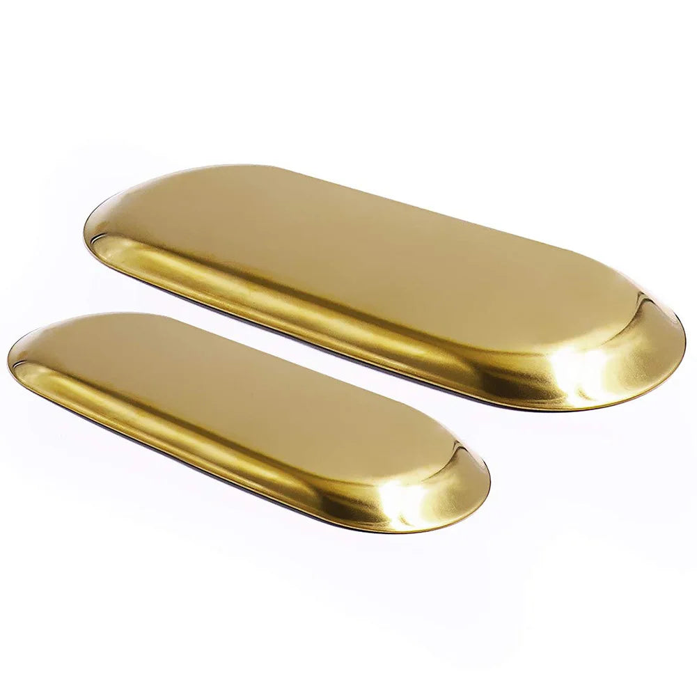 1pcs Stainless Steel Tray Decoration Storage Tray Earrings Sorting Tray Multi Size Bathroom Bedroom Storage Accessory Rust Proof
