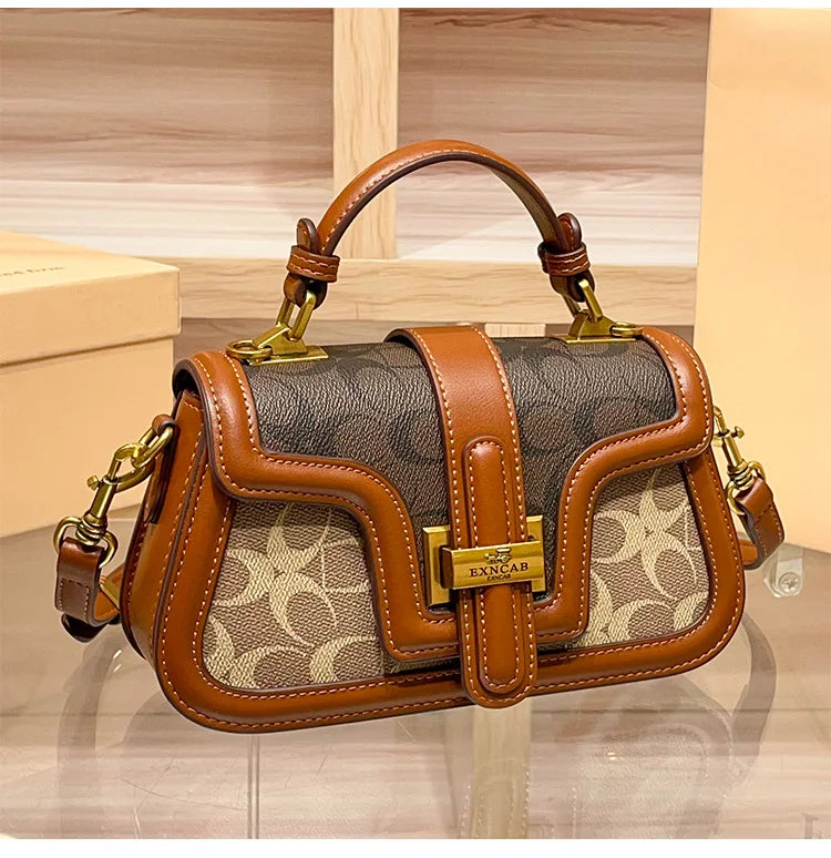 Light luxury niche design contrasting color saddle bag 2025 new high-end handbag versatile single shoulder crossbody bag