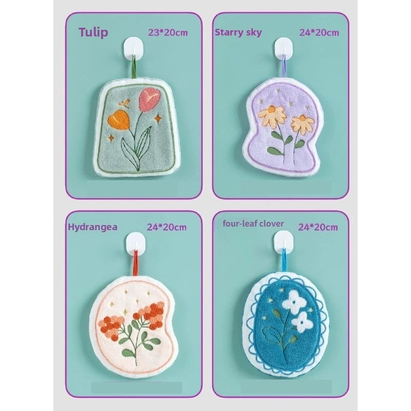1PC The Flower Shape Is Not Smelly or Moldy The Hand Towel Can Be Hung The Thickened Absorbent Coral Velvet Small Square Towel