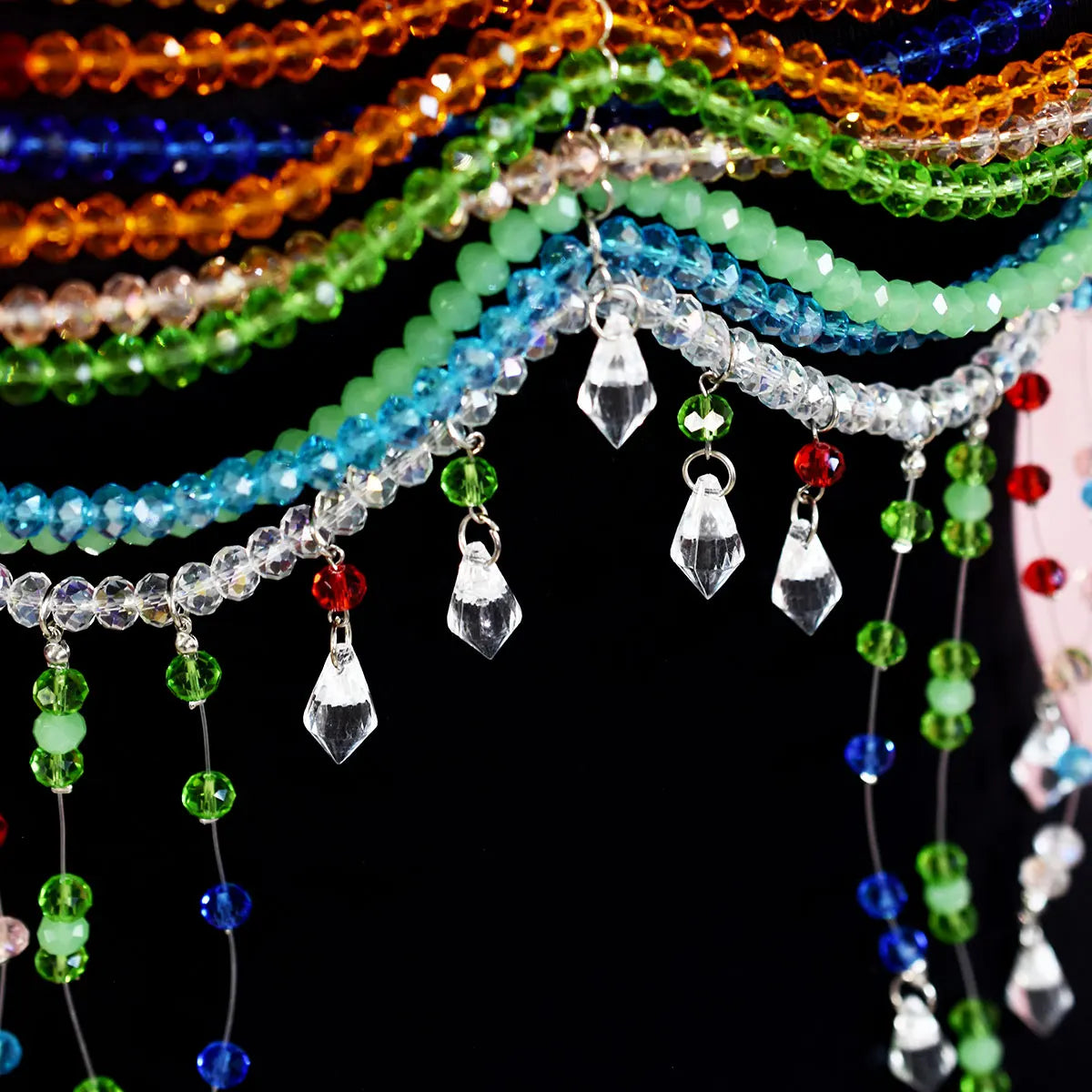 Beach Party Bohemian Style Bikini Chest Chain Holiday Multicoloured Crystal Beaded Body Chain Stage Performance Accessories