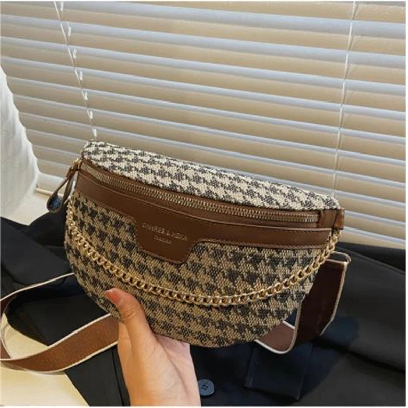 New Fashion Leopard Women Waist Bag Female Phone Purses Ladies Chest Wide Strap Crossbody Shoulder Bags Small Chain Fanny Packs