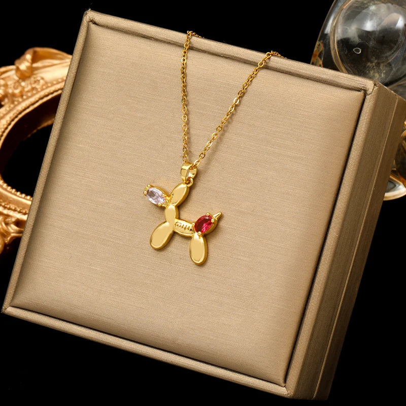 EILIECK 316L Stainless Steel Gold Color Shell Starfish Zircon Pendant Necklace For Women Fashion New Gift Neck Chain Jewelry