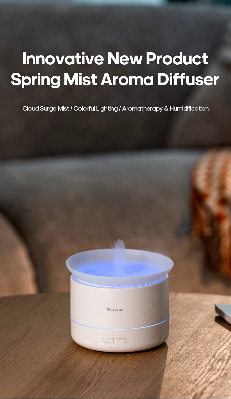 Ultra Quiet Mist Spray Surge Aromatherapy Diffuser with Colorful Lighting Essential Oil Humidifier Sprayer for Home Room Office