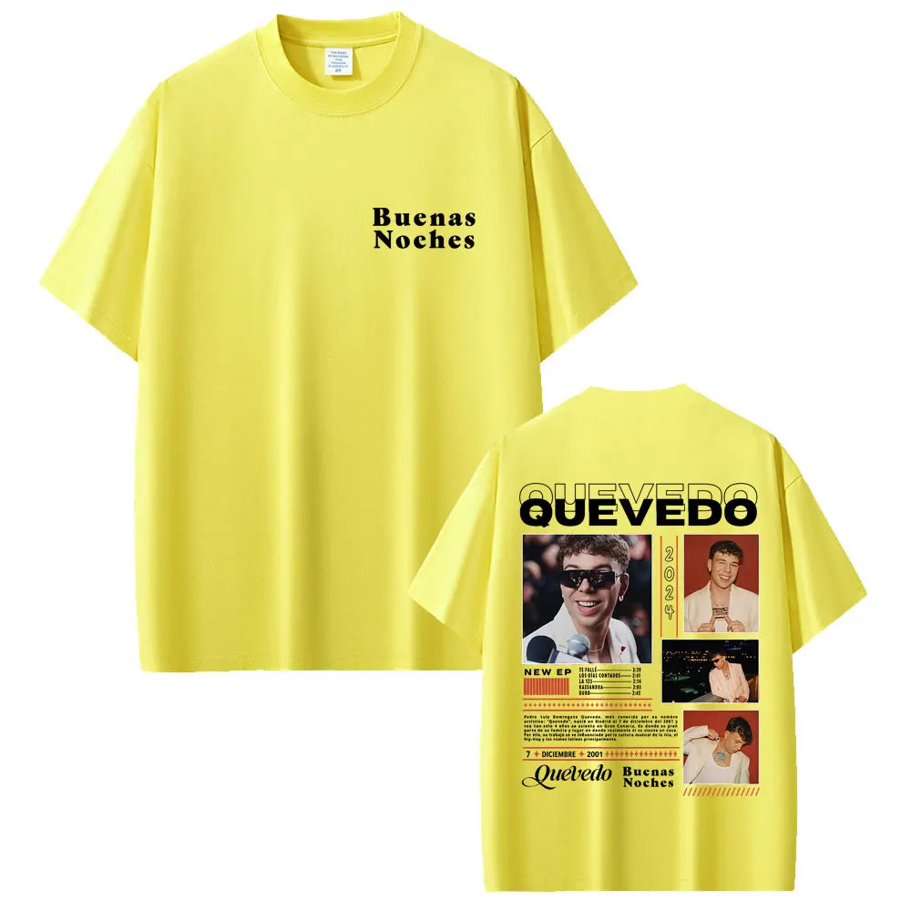 Rapper Quevedo Buenas Noches T-shirt Men Women Hip Hop Fashion Street Crewneck T Shirts Men's Cotton Casual Vintage Tee Shirt