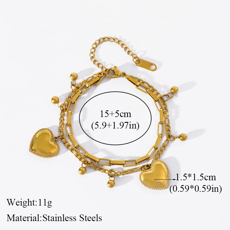 EILIECK 316L Stainless Steel Gold Color Starfish Moon Star Charm Bracelet For Women New Trendy Wrist Chain Jewelry Gift Party