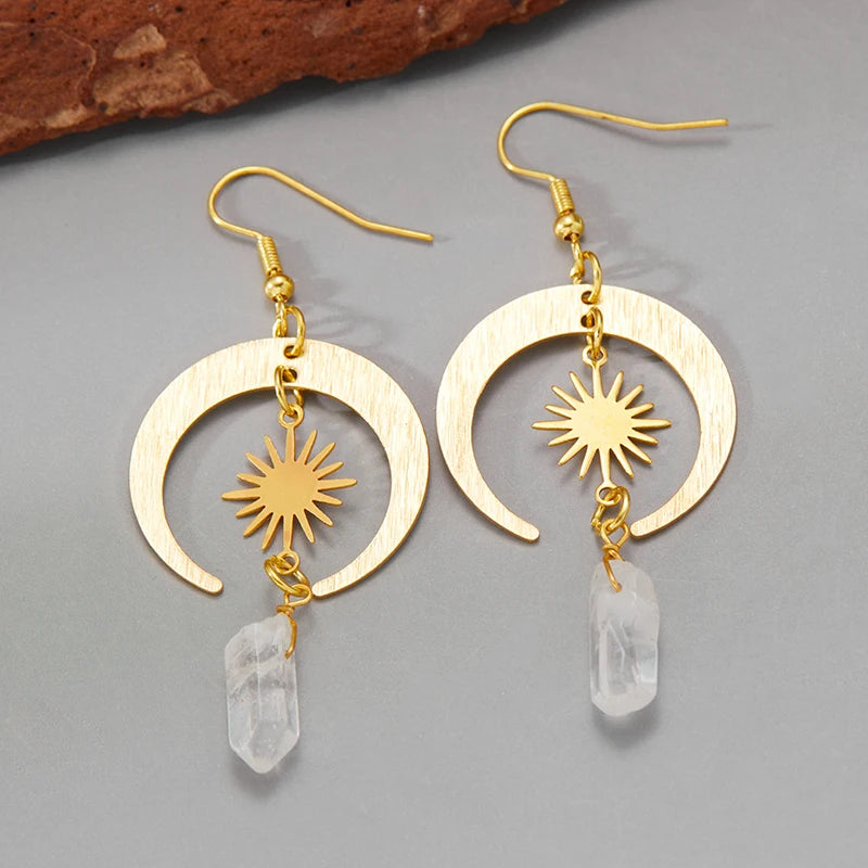 Fashionable Sun Star Moon Bohemian Style Dangle Earrings for Women Party Hippie Statement Long Jewelry Minimalism Women Gift