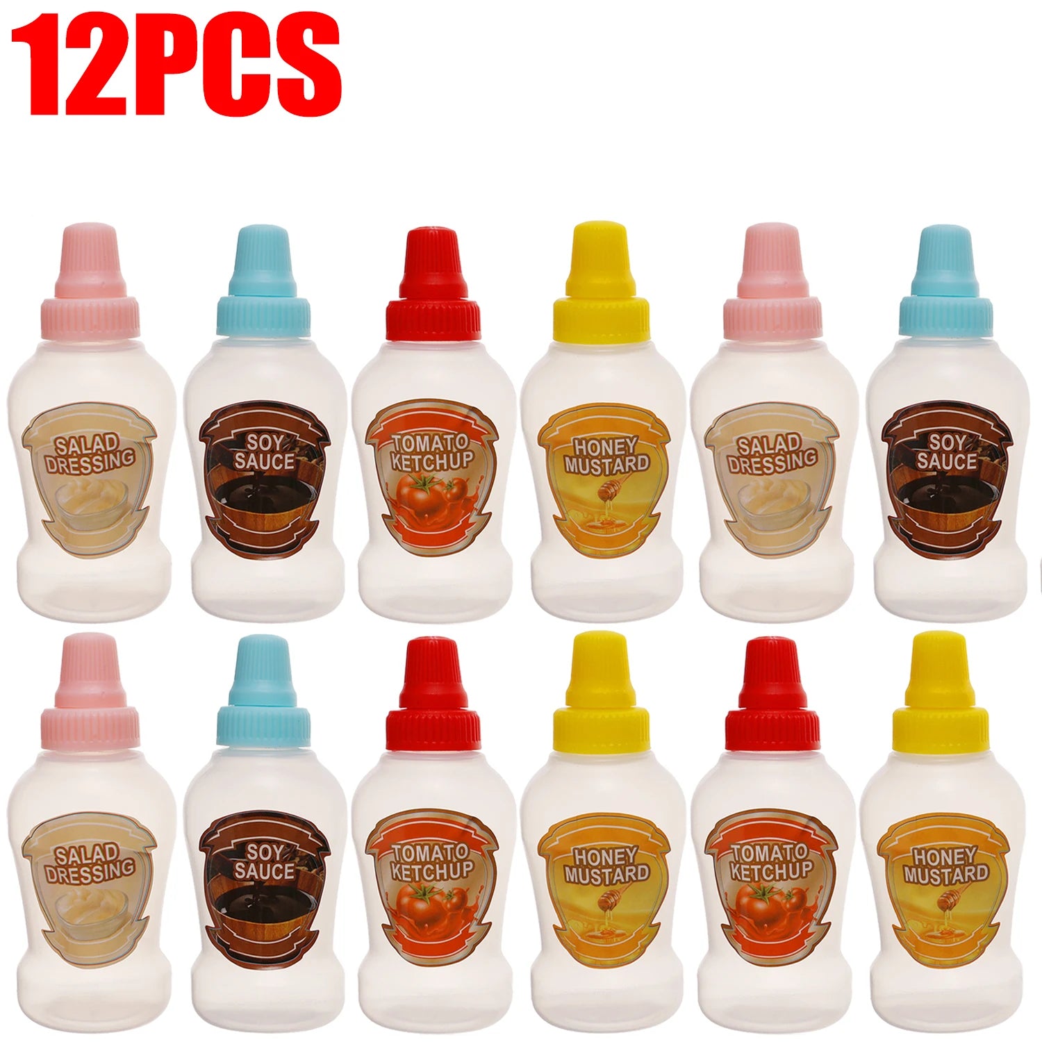 36/4x Mini Condiment Bottles Plastic Oval Squeeze Containers for Sauces Honey Salad Dressing Lunchbox Squeezable Containers Jars