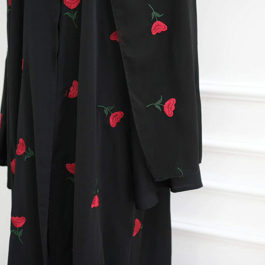 Eid Luxury Floral Embroidery Abaya Kimono Dubai Cardigan Muslim Party Dress Abayas for Women Turkish Islamic Clothes Kaftan Robe