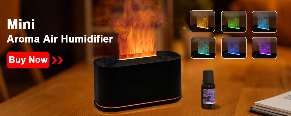 Aroma Humidifier Flame Essential Oil Diffuser Air Humidifier Aromatherapy Fragrance Diffuser with RGB Light and Remote Control