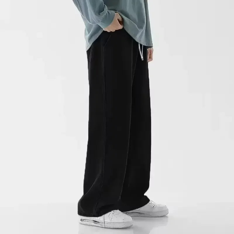 2025 Men's Jeans Korean Version Student Casual Pants High Street Straight Loose Wide Leg Jeans Black Grey Blue Baggy Jeans