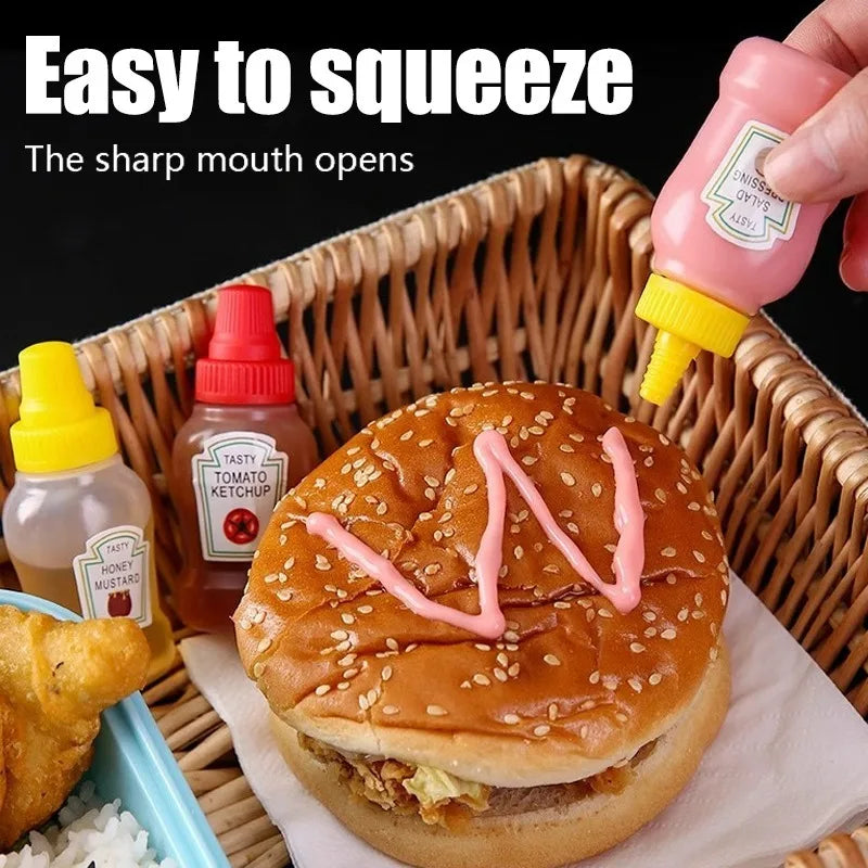 36/4x Mini Condiment Bottles Plastic Oval Squeeze Containers for Sauces Honey Salad Dressing Lunchbox Squeezable Containers Jars