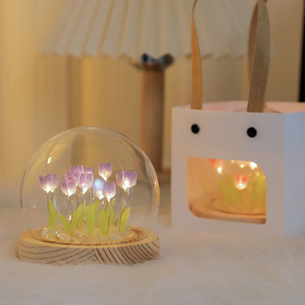 LED DIY Handmade Mini Tulip Night Light Materials Cute Home Decor Birthday Gift For Girl Family Friend Child Christmas Ornament