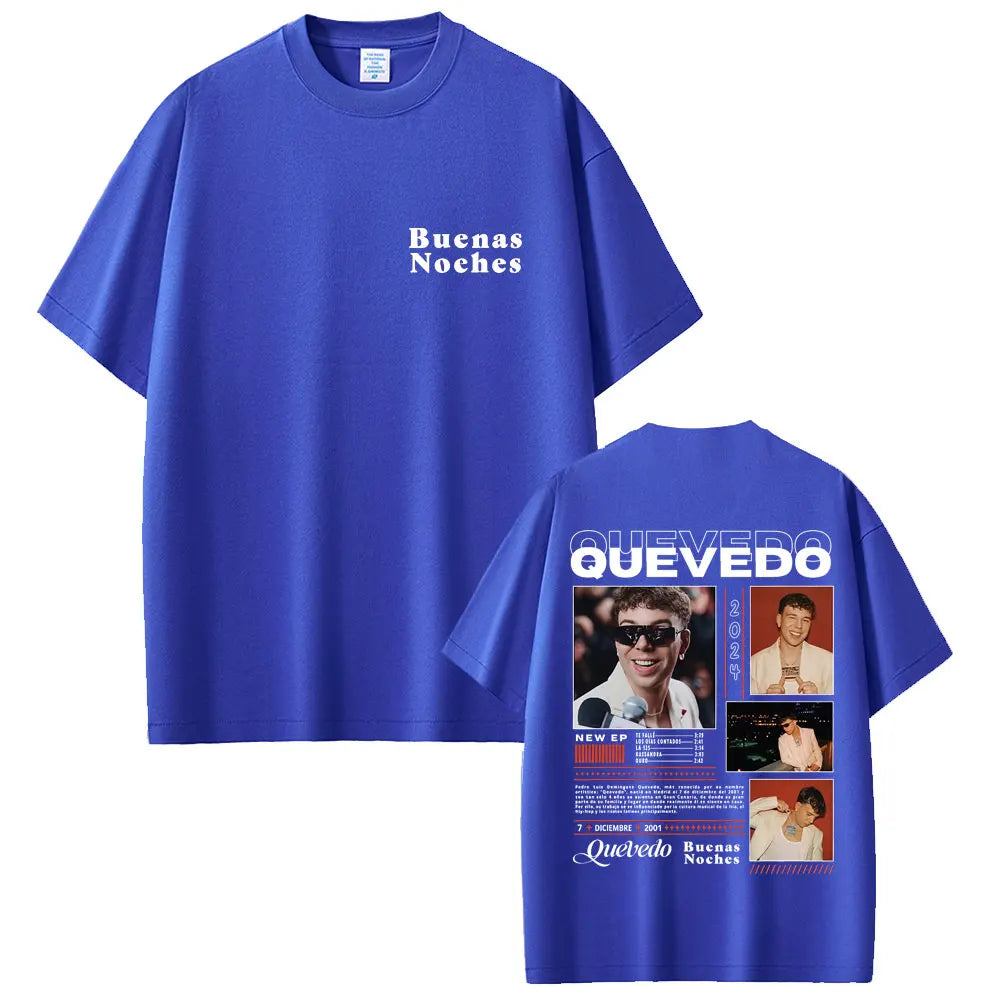 Rapper Quevedo Buenas Noches T-shirt Men Women Hip Hop Fashion Street Crewneck T Shirts Men's Cotton Casual Vintage Tee Shirt