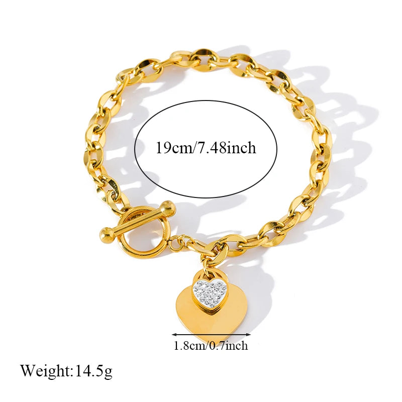EILIECK 316L Stainless Steel Gold Color Starfish Moon Star Charm Bracelet For Women New Trendy Wrist Chain Jewelry Gift Party
