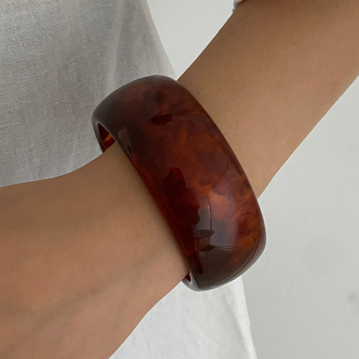 Ingemark 3 Styles Y2K Boho Resin Stack Chunky Bangles for Women New Punk Geometric Irregular Arm Bracelets Jewelry Accessories