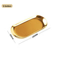 Stainless Steel European Oval Gold Tray Thickened Western Food Dessert Single Layer Flat Tray Jewelry Item Multi-Purpose Storage