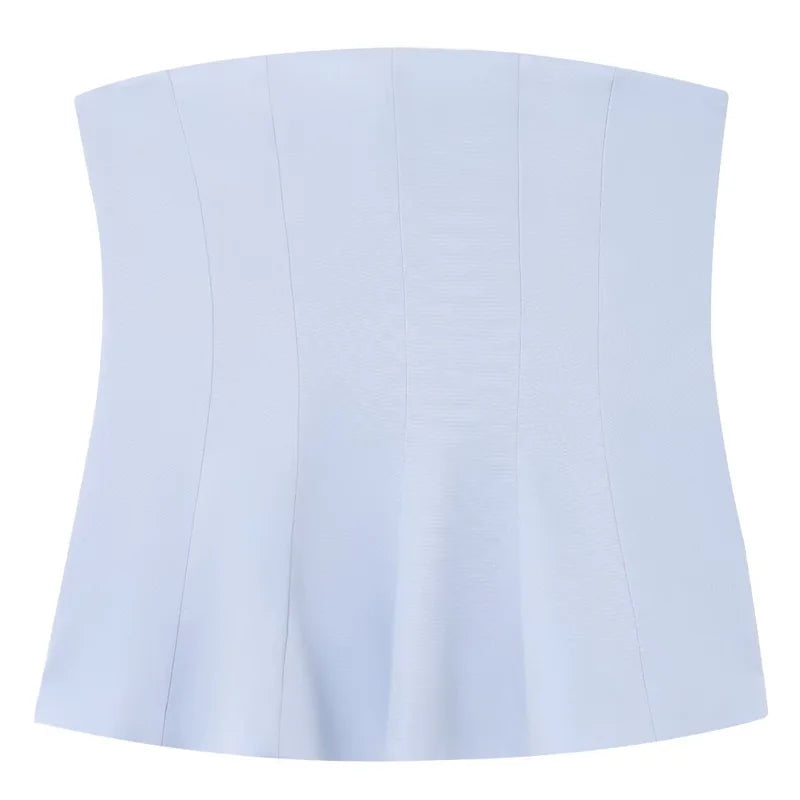 HXAO Corset Tube Top Women Summer 2025 White Pink Blue Yellow Black Top Bustier Ruffled Vests Cute Sleeveless Backless Tank Top