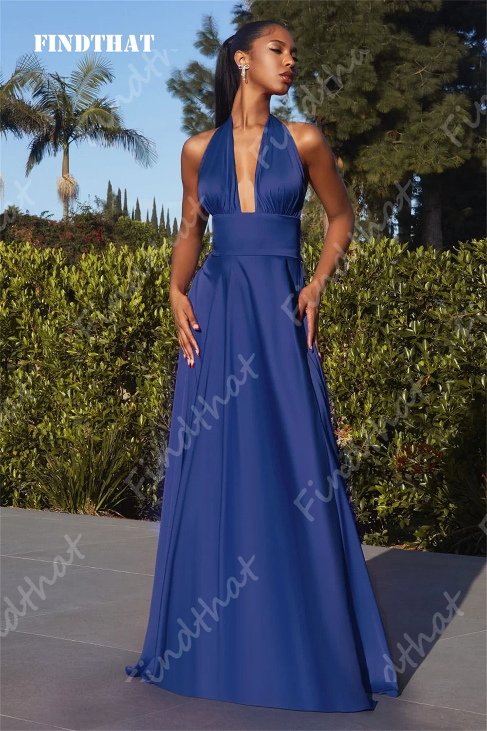 Findthat Sexy 2024 Prom Dresses High Side Split Sleeveless Party Gowns For Women Backless Satin A Line Bridesmaid Evening Dress