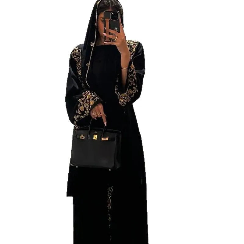 Muslim Women Dresses 3 Piece Sets Scarf Abaya Diamonds Ramadan Morocco Dubai Kaftan Party Vestidos Arab Long Robe Abayas Suits
