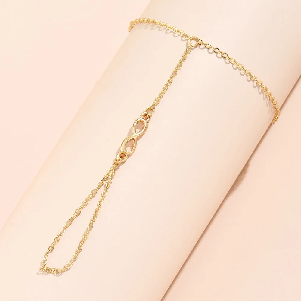 Simple Heart Pendant Chain Bracelet Link Connected Gold plated Wide Finger Ring Bracelets for Women Link Hand Harness Jewelry
