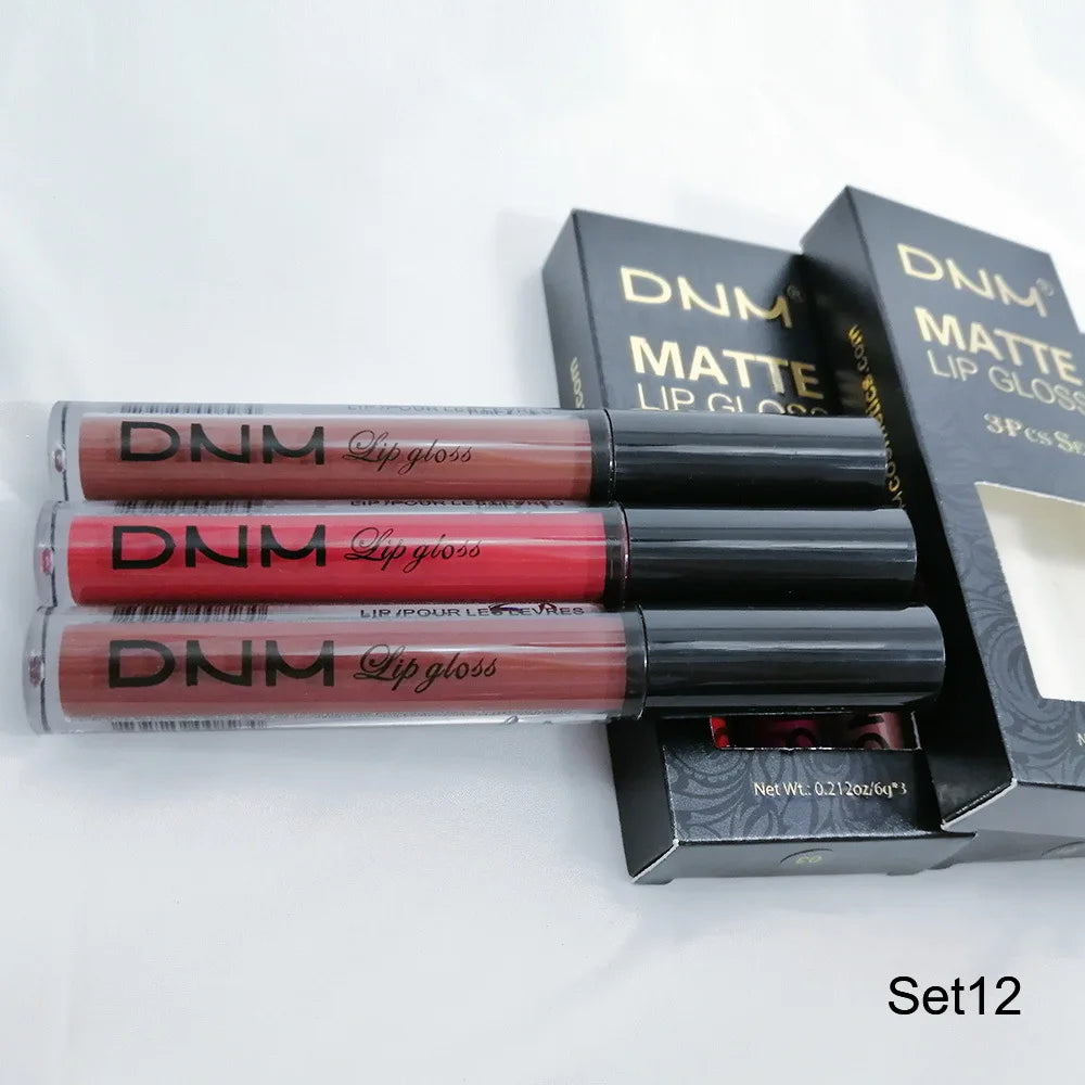 New 3pcs/set Liquid Lipstick Waterproof Long Lasting Cosmetic Black Blue Purple Green Matte Lip Gloss Nude Lip Tint Stain Makeup