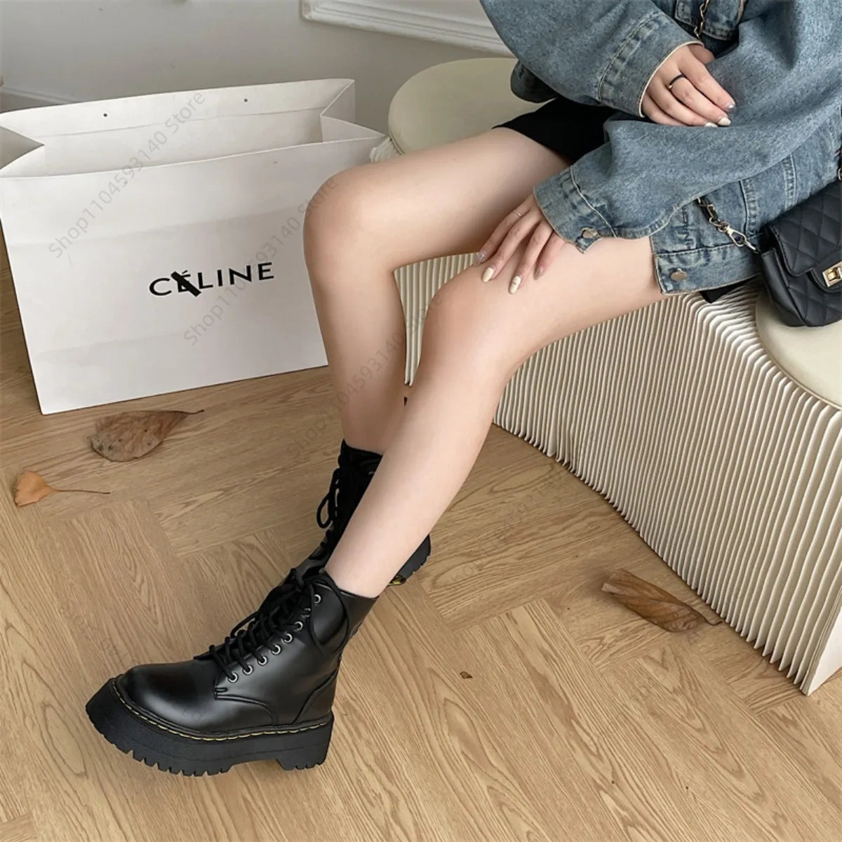 Minimalist Women Boots Casual Shoes Leather Chelsea ladies Classic Punk Female Goth Shoes High Platform Boots Women Botas Mujer