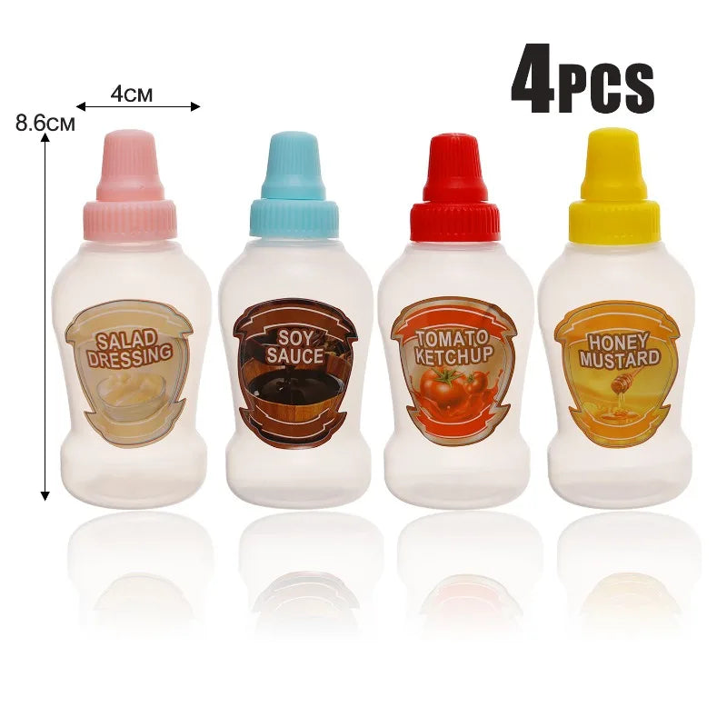36/4x Mini Condiment Bottles Plastic Oval Squeeze Containers for Sauces Honey Salad Dressing Lunchbox Squeezable Containers Jars