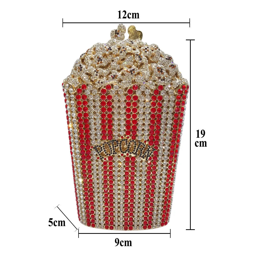 Elegant Crystal Popcorn Clutch Bags for Women Party Purse Red Evening Bags Wedding Bridal Day Clutches
