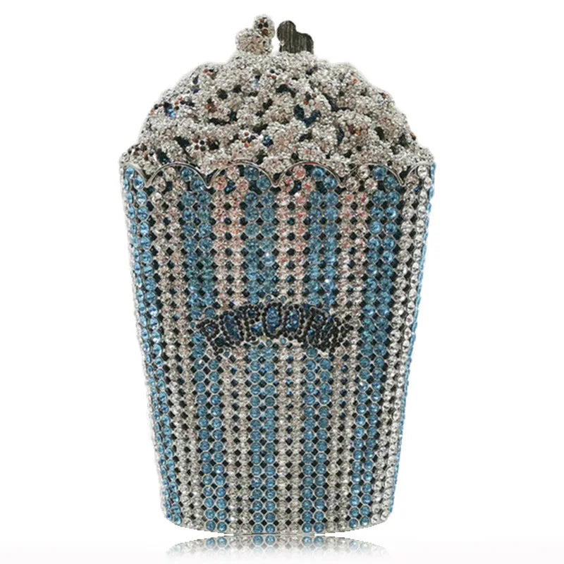 Elegant Crystal Popcorn Clutch Bags for Women Party Purse Red Evening Bags Wedding Bridal Day Clutches