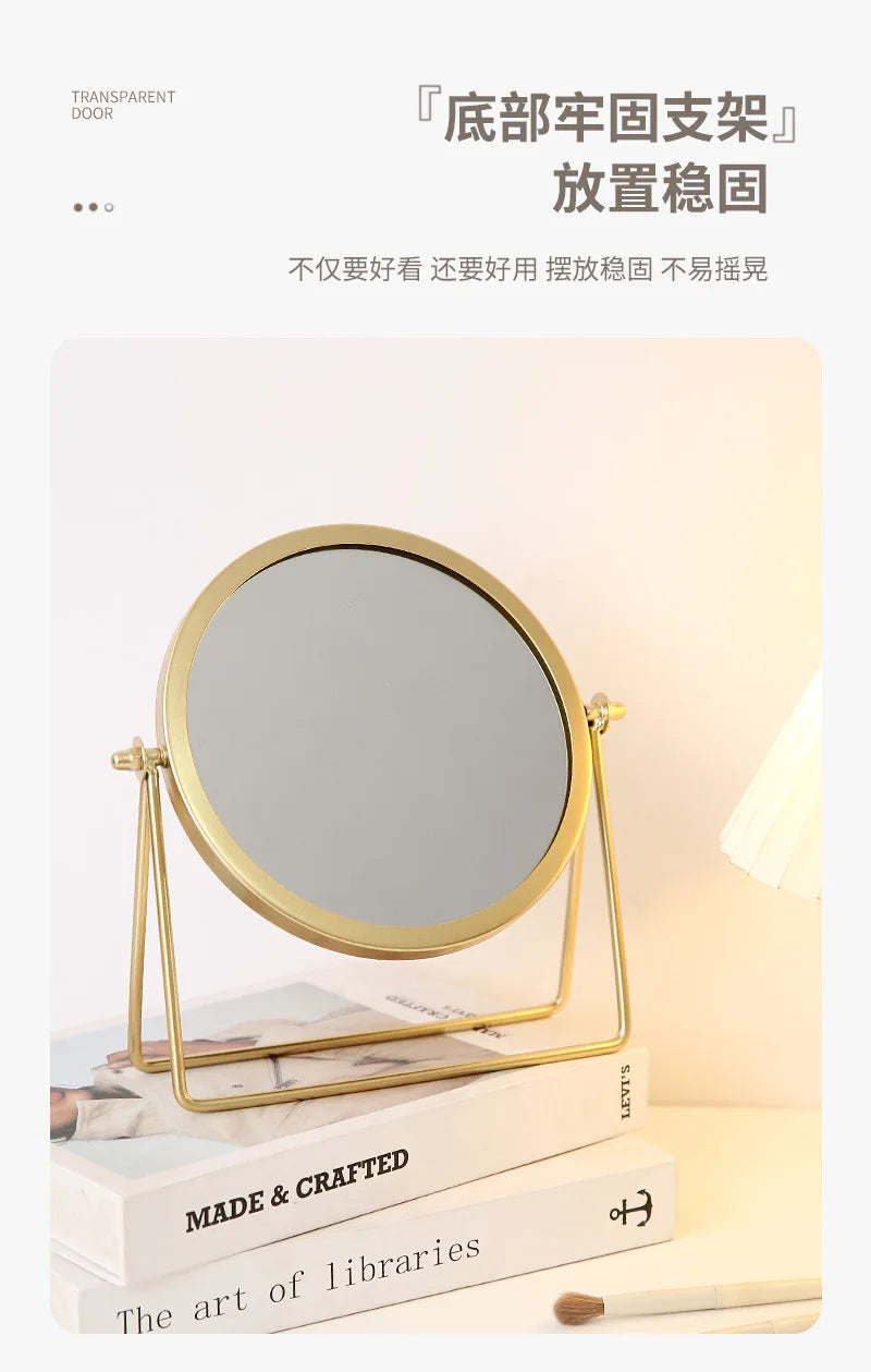 360 Degrees Rotate Iron Desktop Mirror Texture Ladies Makeup Mirror Creative Iron Mirror Strong Sense Of Style