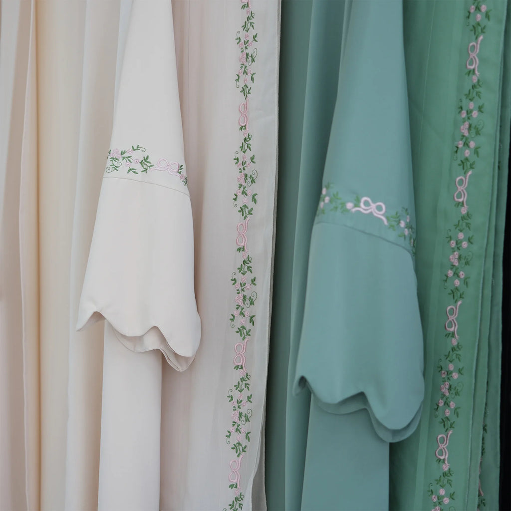 Embroidery Open Abaya and Hijab 2 Piece Set Muslim Dress Abayas for Women Dubai Luxury Islamic Clothing Kaftan Robe Ramadan Eid