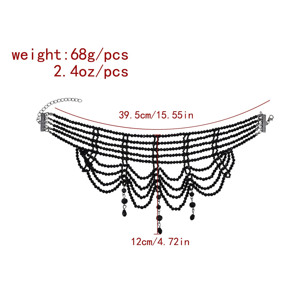 Fashion Black White Crystal Beads Necklace for Women Handmade Bohemian Drop Beaded  Choker Necklaces Ladies' Charm Jewelry