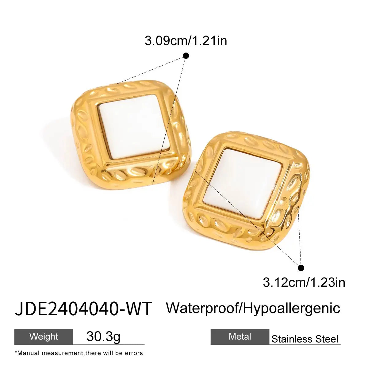 Uworld Vintage Minimalist Stainless Steel Elegant Stud Earrings for Women Waterproof 18k Gold Color Texture Metal Distinctive