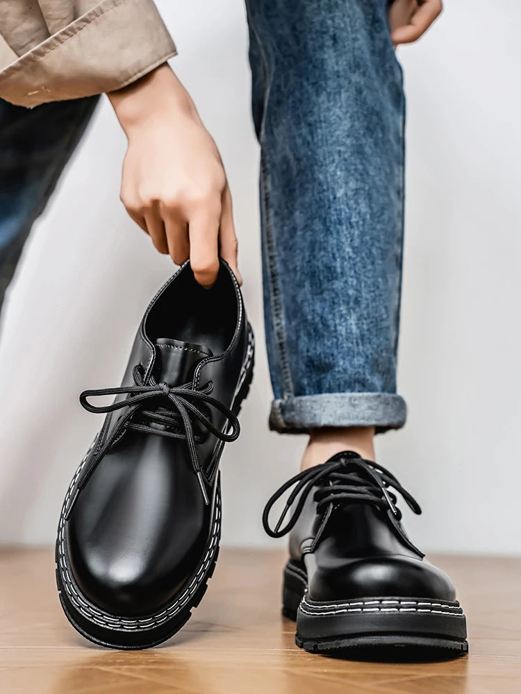 Men's Casual Loafers Black Fashionable Dress Shoes Elegant Formal Footwear Comfortable Slip-On Footgear