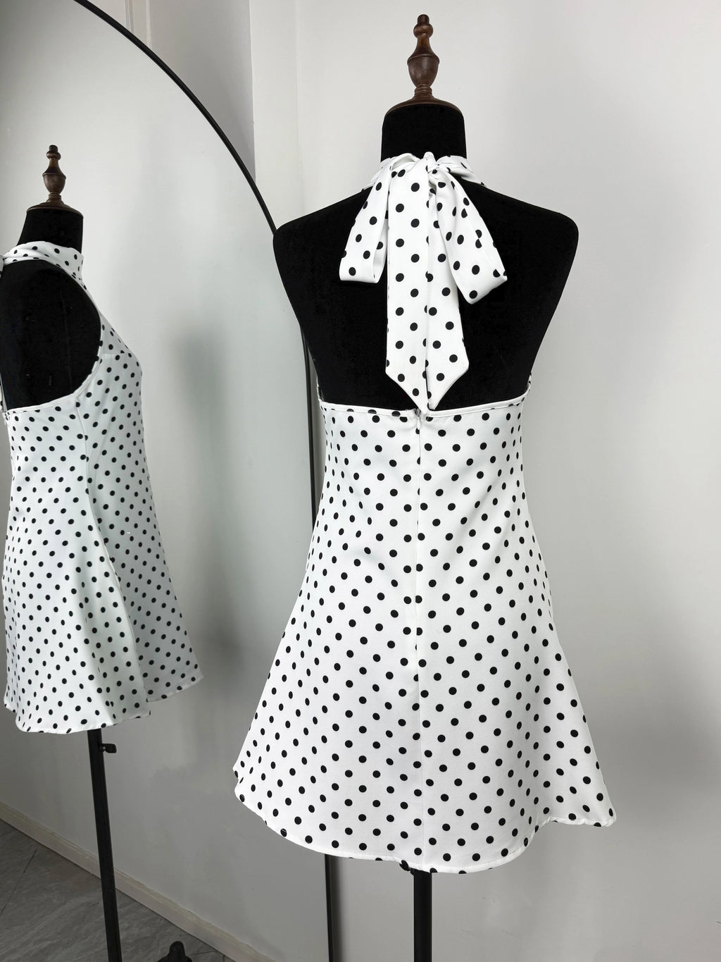 Tuularose Fashion Polka Dot Dress Vintage High Waist Sleeveless Backless Neck Lace-up Dress Sexy Party Luxury Women Dresses Y2k