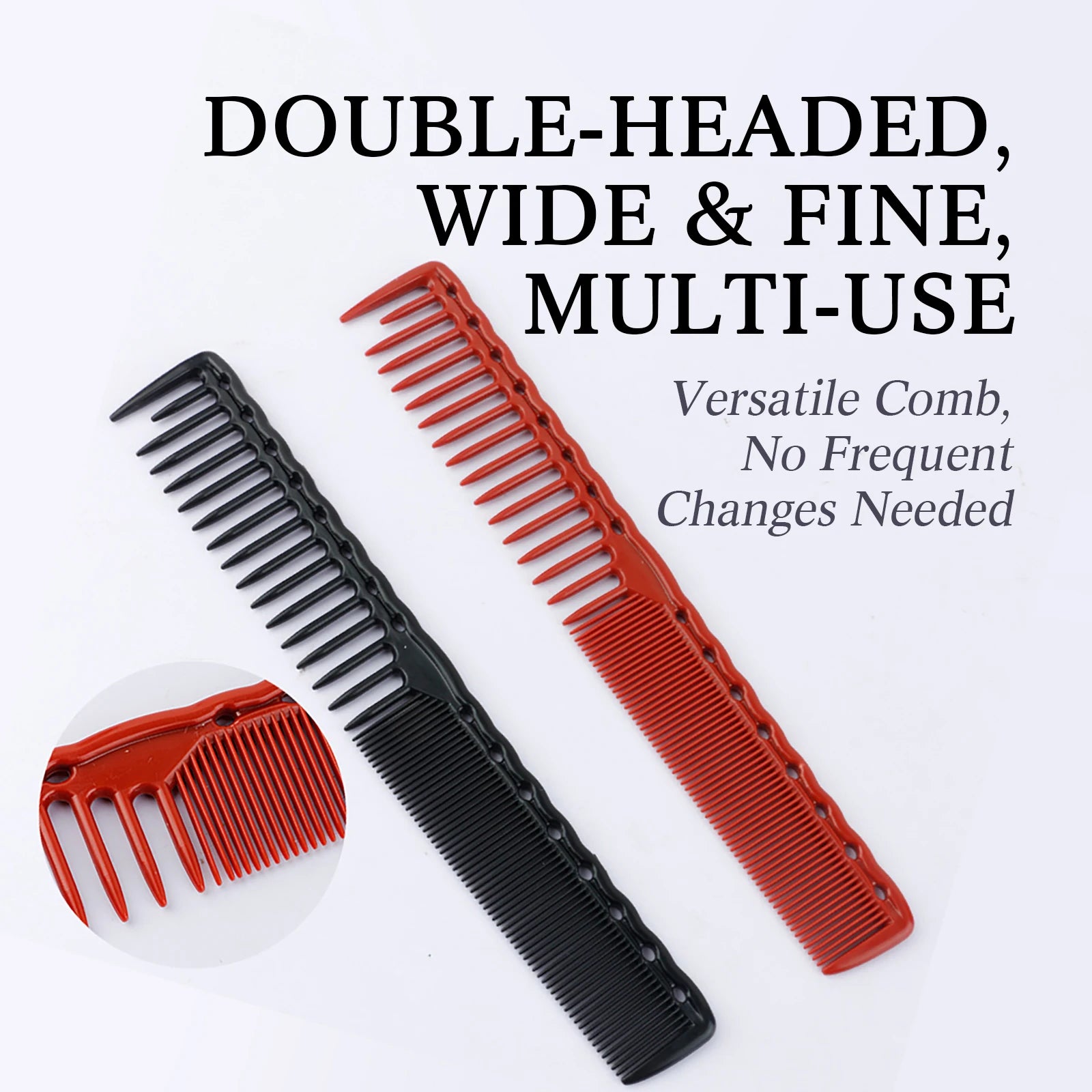 2pcs Set Professional Barbershop Hairdressing Dense Teeth Comb Anti-Static Edge Corner Comb Flat Haircut Styling Trimming Tools