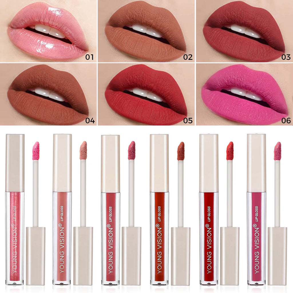 DUNUF 8 pcs matte color lasting lip gloss set three-dimensional plastic lips waterproof anti-sweat non-stick cup lipstick set